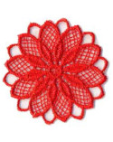 Ecusson thermocollant fleur ajourée rouge 3.5x3.5cm