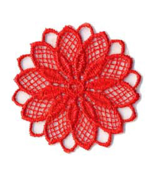 Red openwork flower iron-on patch 3.5x3.5cm