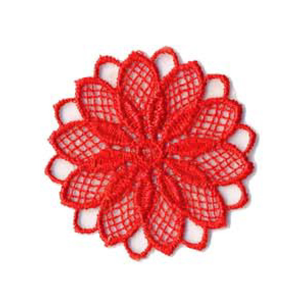Ecusson thermocollant fleur ajourée rouge 3.5x3.5cm
