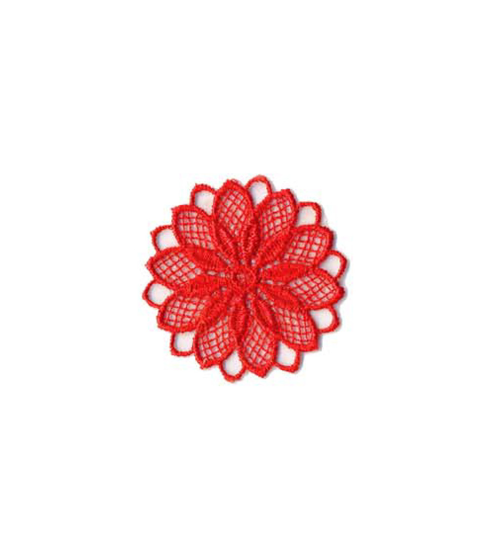 Red openwork flower iron-on patch 3.5x3.5cm
