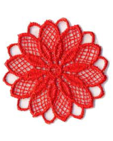 Red openwork flower iron-on patch 3.5x3.5cm