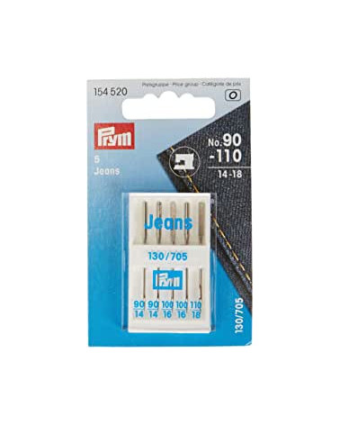 Lot de 5 aiguilles Prym pour machines à coudre jean130/705 taille 90-110