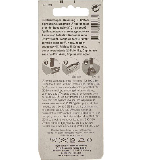 Set di 10 bottoni automatici argentati senza cuciture Prym 12mm