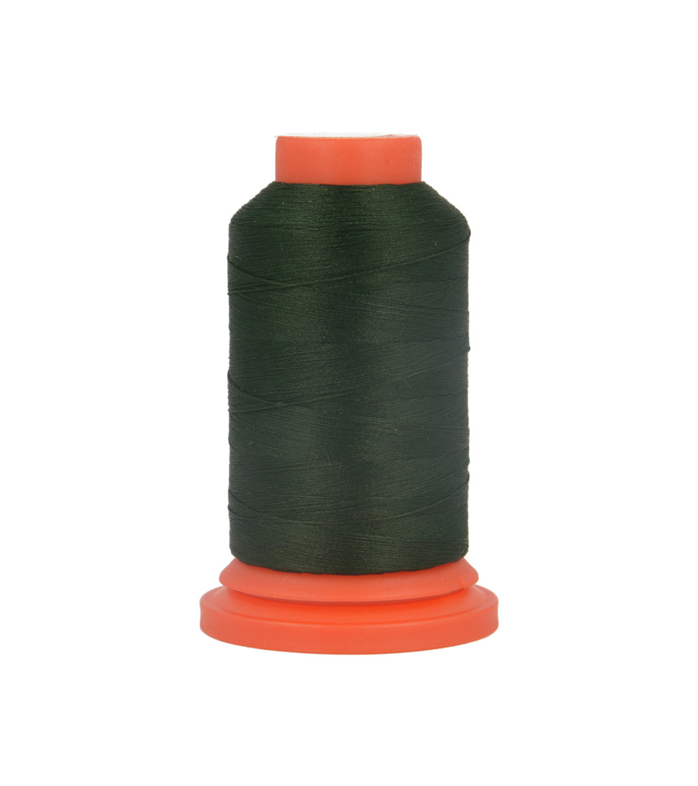Set of 3 spools of 1000m polyester foam thread made in France for dark green overlockers