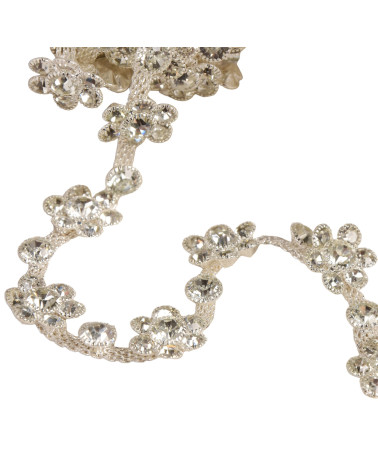 Bobina da 5 m di treccia di fiori in pietra da 15 mm argento