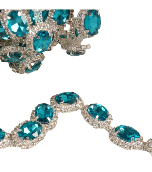 Turquoise blue 15mm stone braid per meter