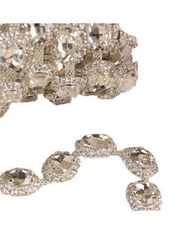 Stone braid 15mm silver per meter