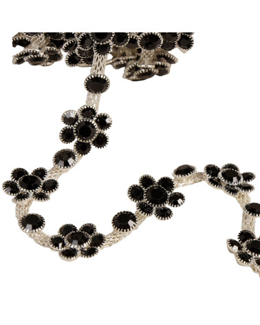 Stone flower braid 15mm black per meter