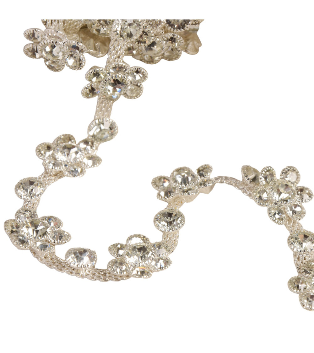 Stone flower braid 15mm silver per meter