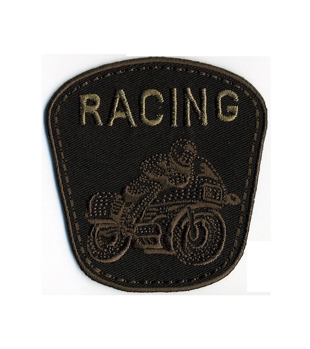 Set of 3 iron-on motorcycle racing badges black