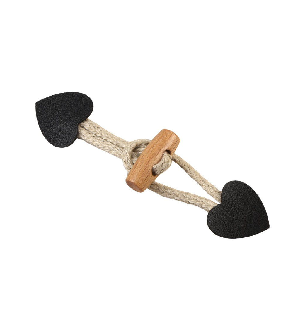 Set di 4 rane a cuore in ecopelle nera 2,4 cm x 10 cm