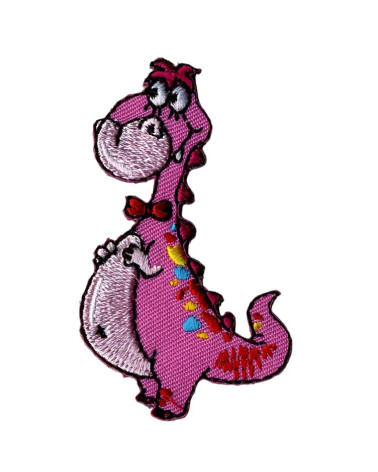 Set of 3 pink dinosaur iron-on patches