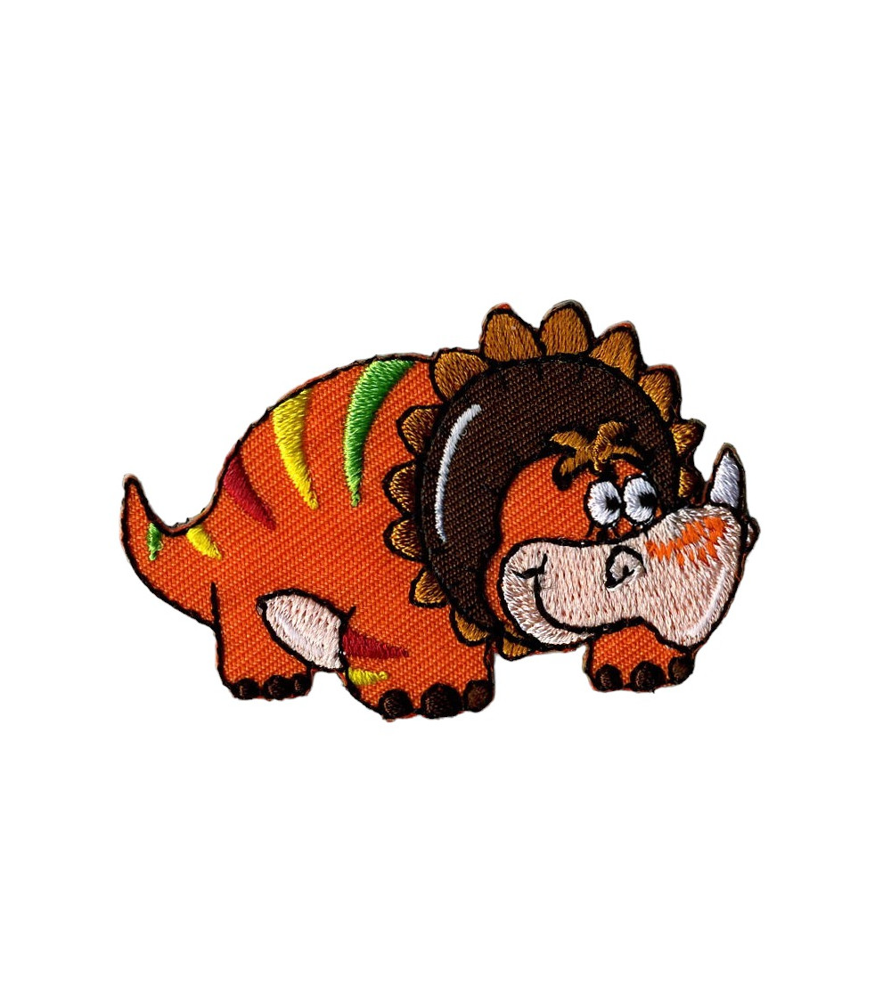 Set of 3 orange dinosaur iron-on patches