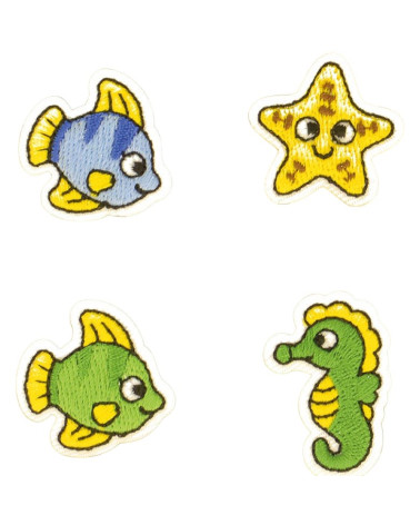 Carte de 4 écussons animaux mer 2cm