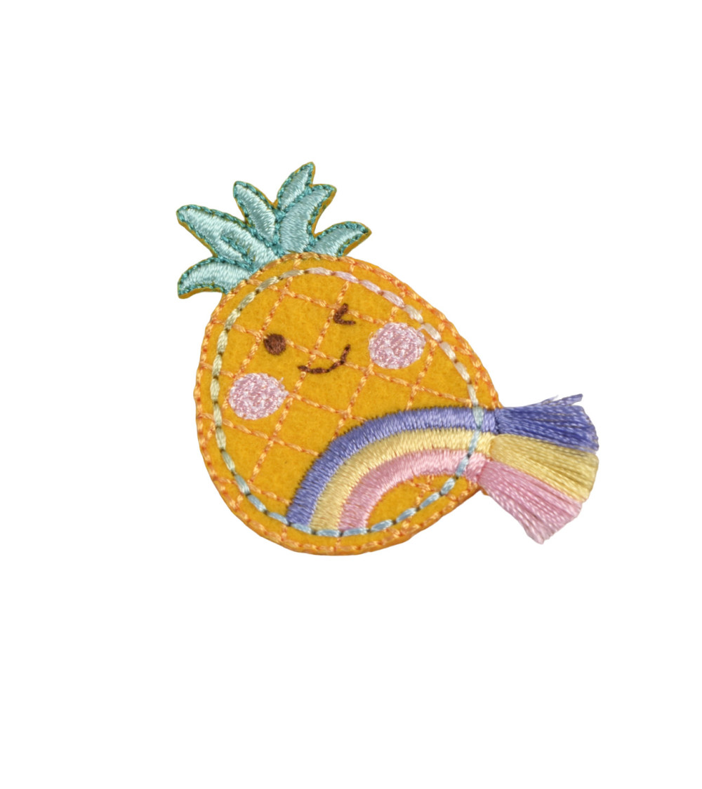 Ecusson avec franges ananas 5cm x 3,5cm