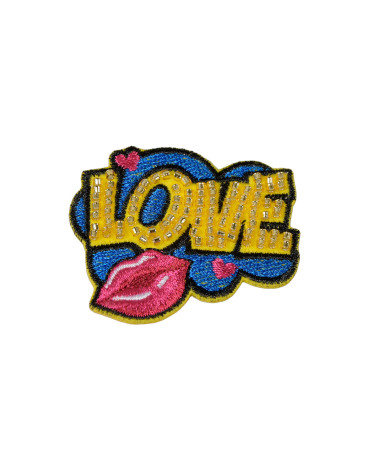 Liebesperlen-Wortabzeichen, 4 cm x 4,5 cm