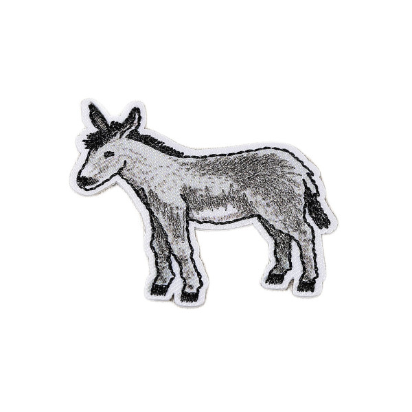 Ecusson âne gris 4x4cm