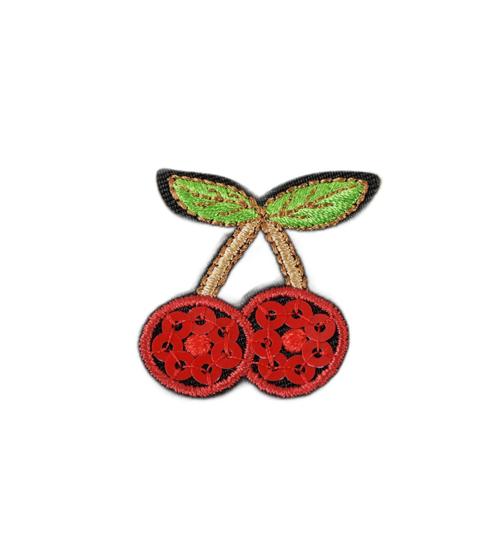Cherry sequin fruit iron-on patch 3cmx3cm