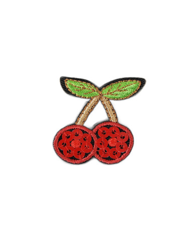 Iron-on fruit sequin cherry badge 3cmx3cm