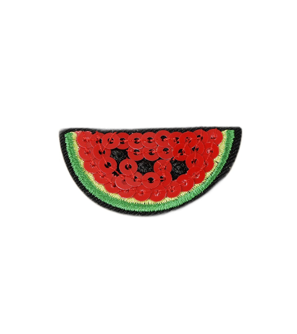 Ecusson thermocollant fruits sequins pastèque 3,5cmx3,5cm