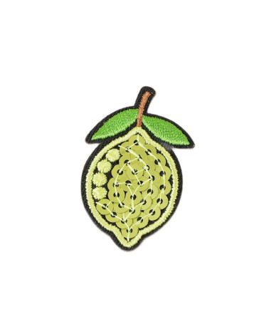 Toppa termoadesiva con frutta e paillettes limone 3 cm x 3,5 cm