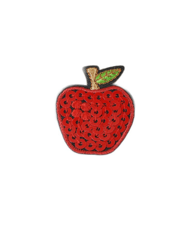 Set of 3 iron-on apple sequin fruit patches 3.5cmx3cm