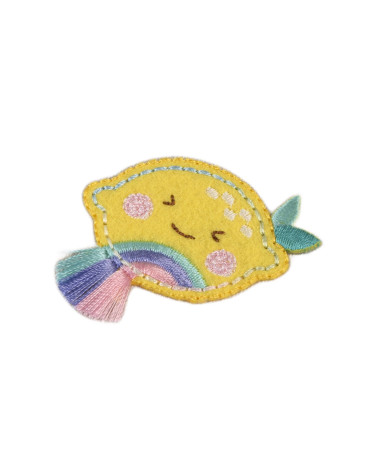 Aufbügelpflaster mit Zitronenfransen 4cm x 4cm