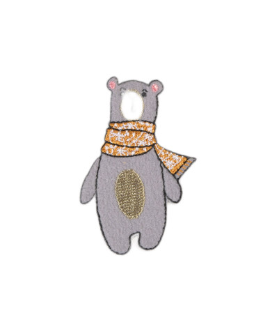 Iron-on patch winter bear animals 5.1cm x 3.5cm