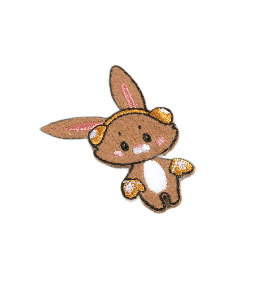 Iron-on animal winter rabbit patch 5.5cm x 4cm