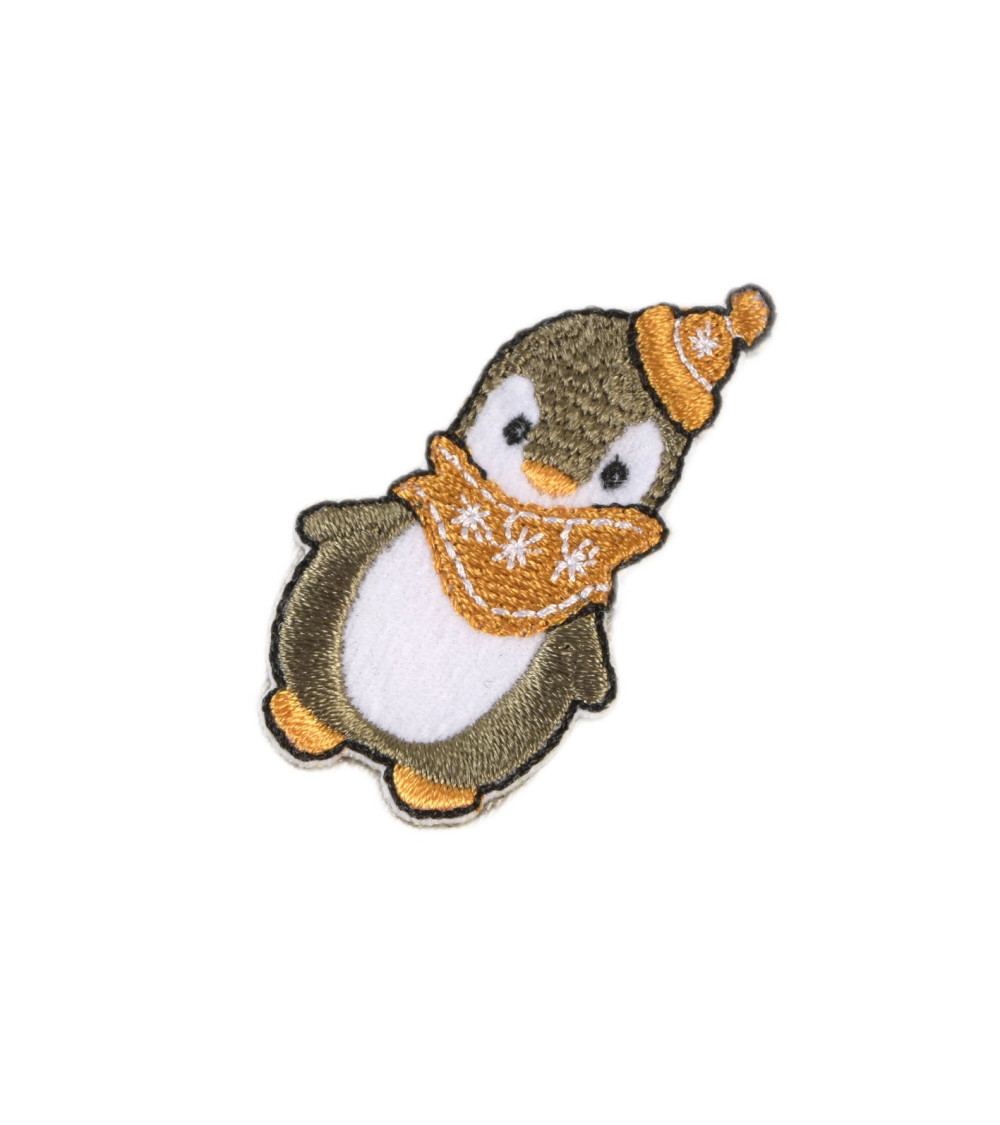 Ecusson thermocollant animaux hiver pingouin 5,5cm x 3cm