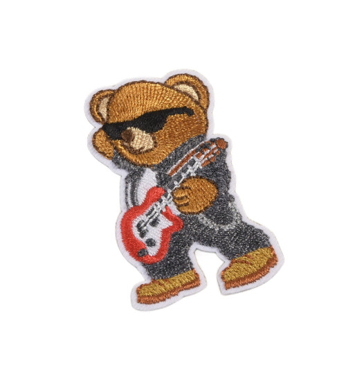Star rockstar bear iron-on patch 5.5cm x 3cm