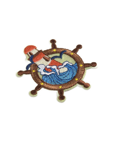 Lighthouse ocean iron-on patch 5.5cm x 5cm