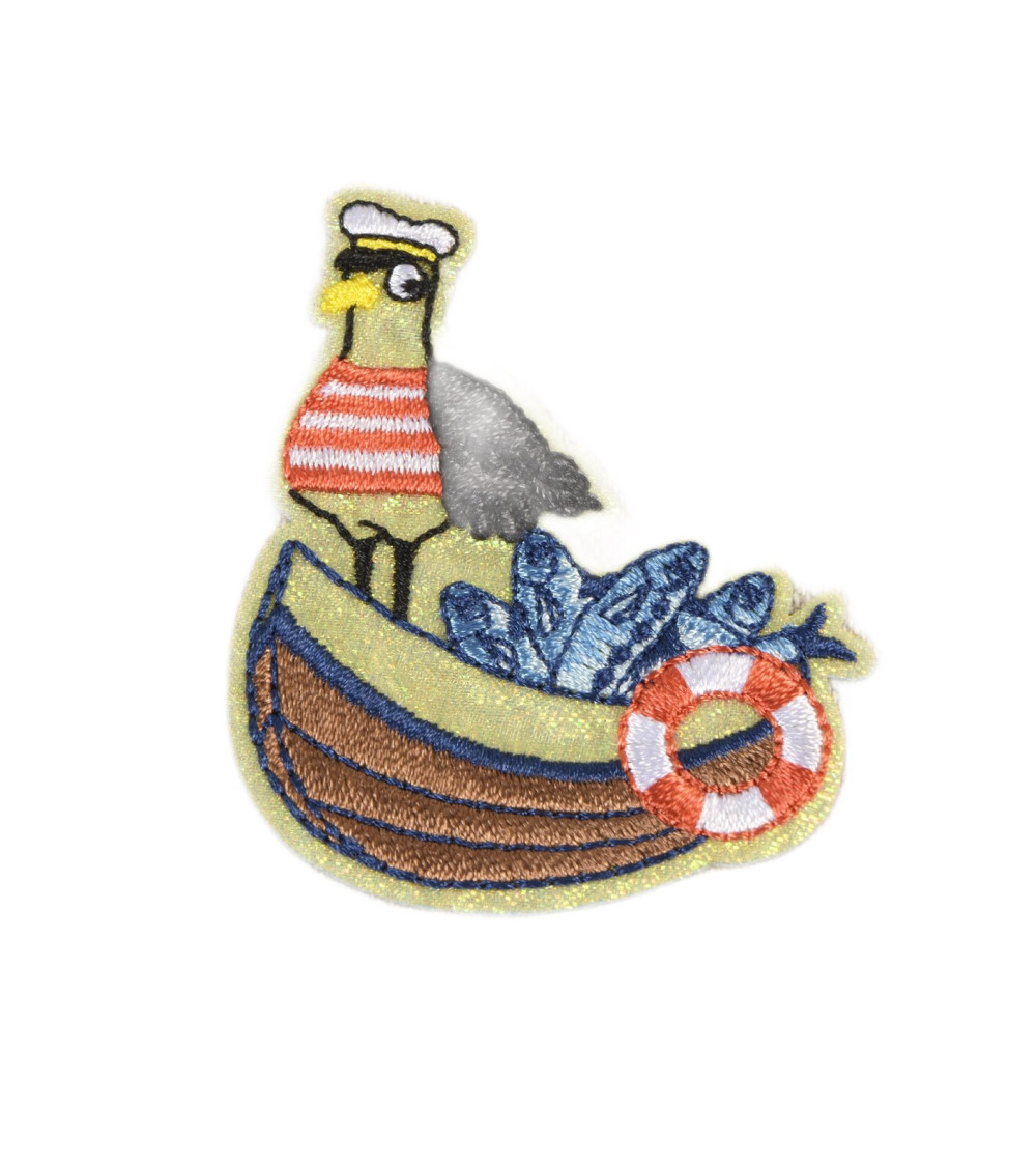 Pelican ocean iron-on patch 5.5cm x 5cm
