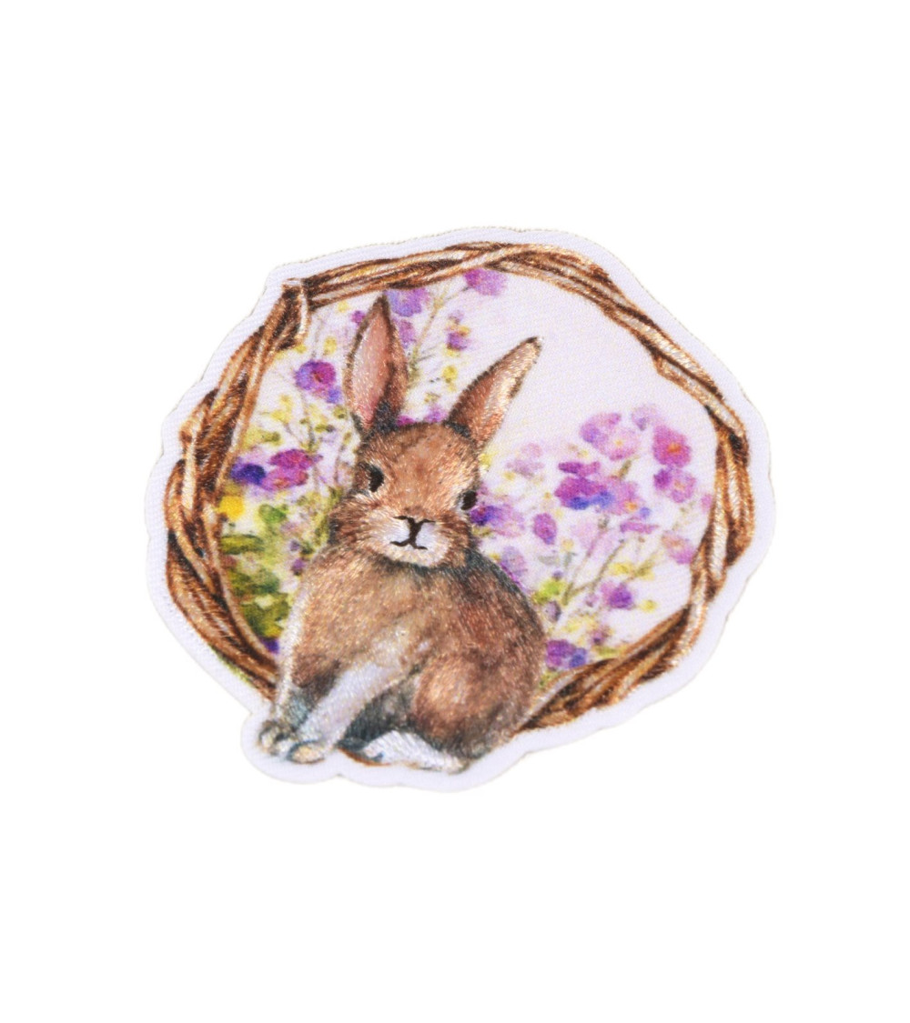 Ecusson thermocollant forêt lapin 5,5cm x 5,5cm