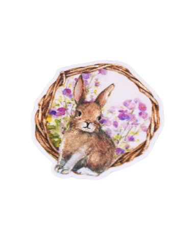 Rabbit forest iron-on patch 5.5cm x 5.5cm