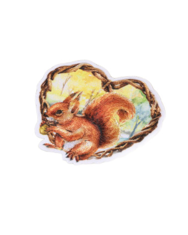Forest squirrel iron-on patch 5cm x 5.5cm