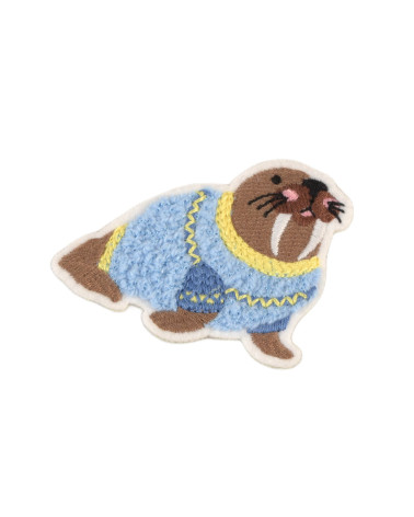 Walrus fleece iron-on patch 5.5cm x 6.5cm