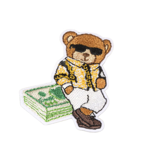 Toppa termoadesiva con orsetto dollaro 5,5 cm x 4,5 cm