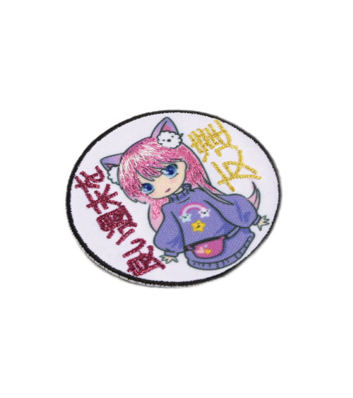 Ecusson thermocollant manga cheveu rose 5,5cm x 5,5cm