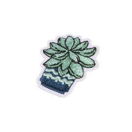 Ecusson thermocollant cactus en pot bleu 3,5cm x 3cm