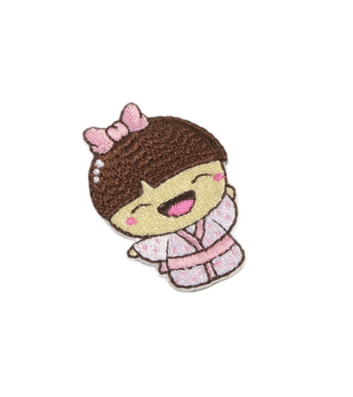 Asia pink kimono iron-on patch 4.5cm x 3cm
