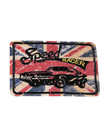 Ecusson thermocollant vintage sport speed racer 4,5cm x 6,5cm