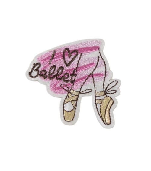 Iron-on dance patch I love ballet 5.5cm x 5cm