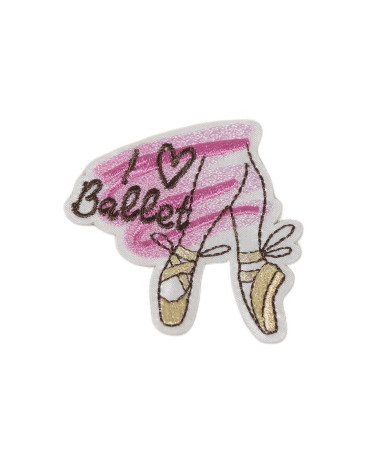 Iron-on dance patch I love ballet 5.5cm x 5cm
