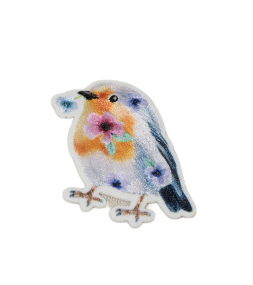 Iron-on patch floral animals swallow 5cm x 4.5cm