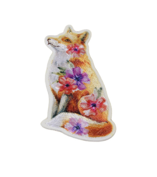 Fox floral animal iron-on patch 6.5cm x 4cm
