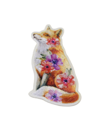 Fox floral animal iron-on patch 6.5cm x 4cm