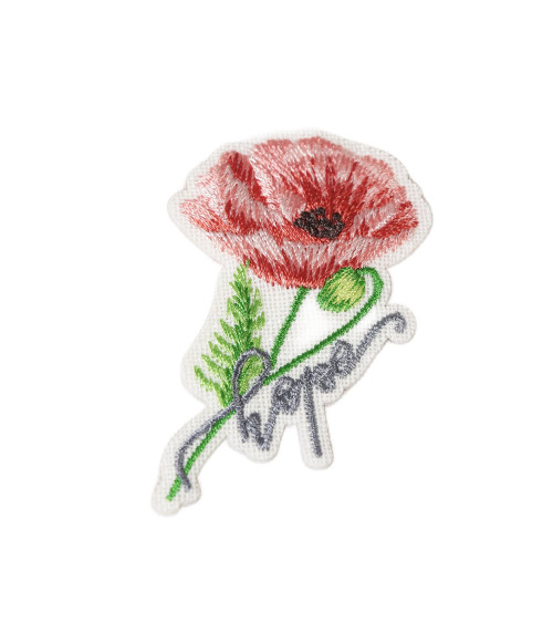 Ecusson thermocollant fleurs coquelicot 6,5cm x 4cm