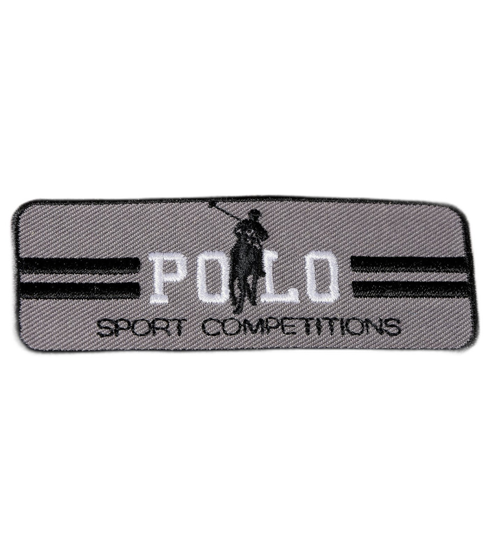 Gray sports polo iron-on patch 3cm x 7cm