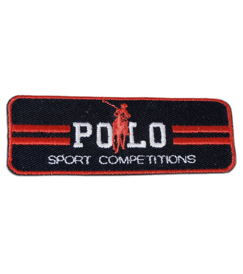 Navy sports polo iron-on patch 3cm x 7cm